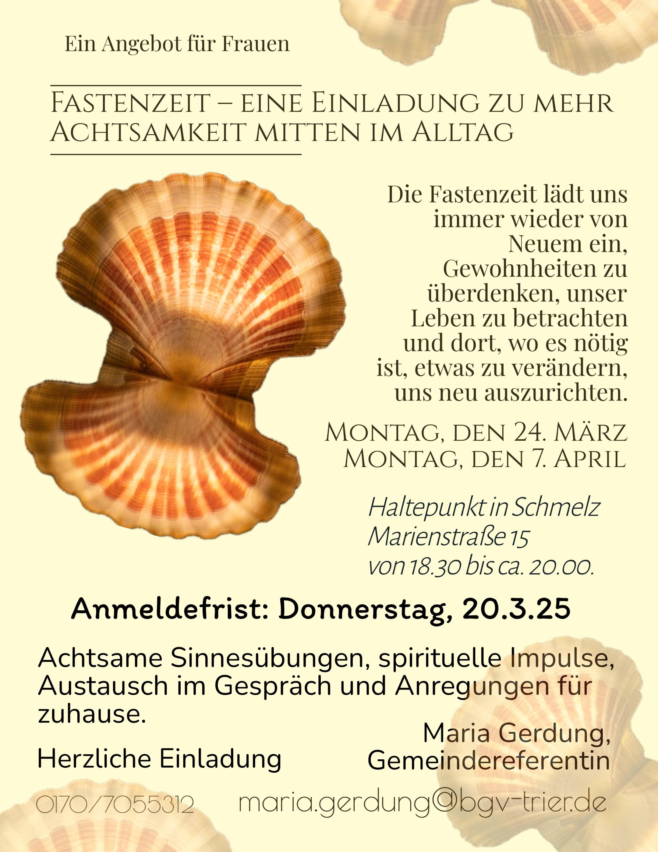 Flyer US- Classes Yoga Fastenzeit - Einladung zu mehr Achtsamkeit